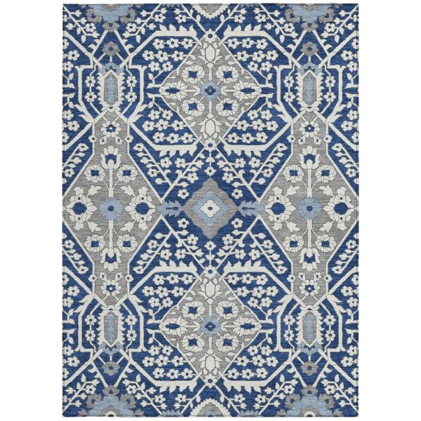 Homeroots 3' Versatile Floral Indoor Outdoor Area Rug In Artichoke Green, Ivory, And Gray - Washable Design 10' X 14' Polyester 590075