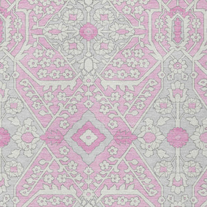 Homeroots 3' Versatile Floral Indoor Outdoor Area Rug In Artichoke Green, Ivory, And Gray - Washable Design 8' X 10' Polyester 590079