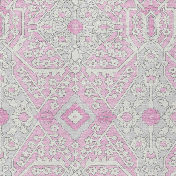 Homeroots 3' Versatile Floral Indoor Outdoor Area Rug In Artichoke Green, Ivory, And Gray - Washable Design 8' X 10' Polyester 590079