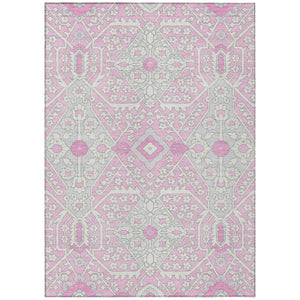 HomeRoots 9' Floral Washable Area Rug in Soft Pink, Ivory & Gray - Durable, Stylish, and Easy to Clean! 9' X 12' 590080