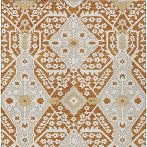 Homeroots 3' Versatile Floral Indoor Outdoor Area Rug In Artichoke Green, Ivory, And Gray - Washable Design 10' X 14' Polyester 590087