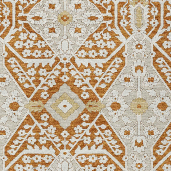 Homeroots 3' Versatile Floral Indoor Outdoor Area Rug In Artichoke Green, Ivory, And Gray - Washable Design 10' X 14' Polyester 590087