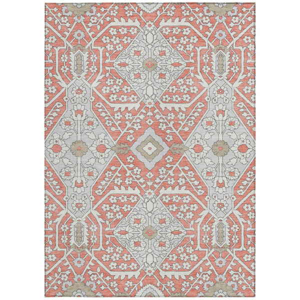 Homeroots 3' Versatile Floral Indoor Outdoor Area Rug In Artichoke Green, Ivory, And Gray - Washable Design 9' X 12' Polyester 590092