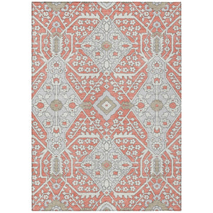 HomeRoots 9' Stylish Salmon Gray & Taupe Floral Washable Area Rug for Indoor & Outdoor Spaces, Easy Care 9' X 12' 590092