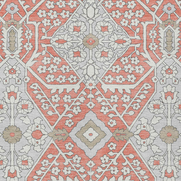 Homeroots 3' Versatile Floral Indoor Outdoor Area Rug In Artichoke Green, Ivory, And Gray - Washable Design 10' X 14' Polyester 590093