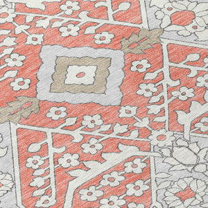 Homeroots 3' Versatile Floral Indoor Outdoor Area Rug In Artichoke Green, Ivory, And Gray - Washable Design 10' X 14' Polyester 590093