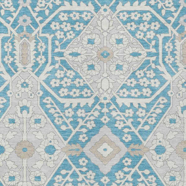 Homeroots 3' Versatile Floral Indoor Outdoor Area Rug In Artichoke Green, Ivory, And Gray - Washable Design 8' X 10' Polyester 590097