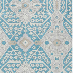 Homeroots 3' Versatile Floral Indoor Outdoor Area Rug In Artichoke Green, Ivory, And Gray - Washable Design 10' X 14' Polyester 590099