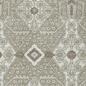 Homeroots 3' Versatile Floral Indoor Outdoor Area Rug In Artichoke Green, Ivory, And Gray - Washable Design 8' X 10' Polyester 590103