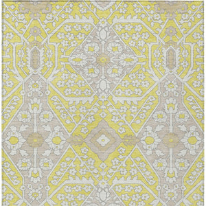 Homeroots 3' Versatile Floral Indoor Outdoor Area Rug In Artichoke Green, Ivory, And Gray - Washable Design 5' X 8' Polyester 590107