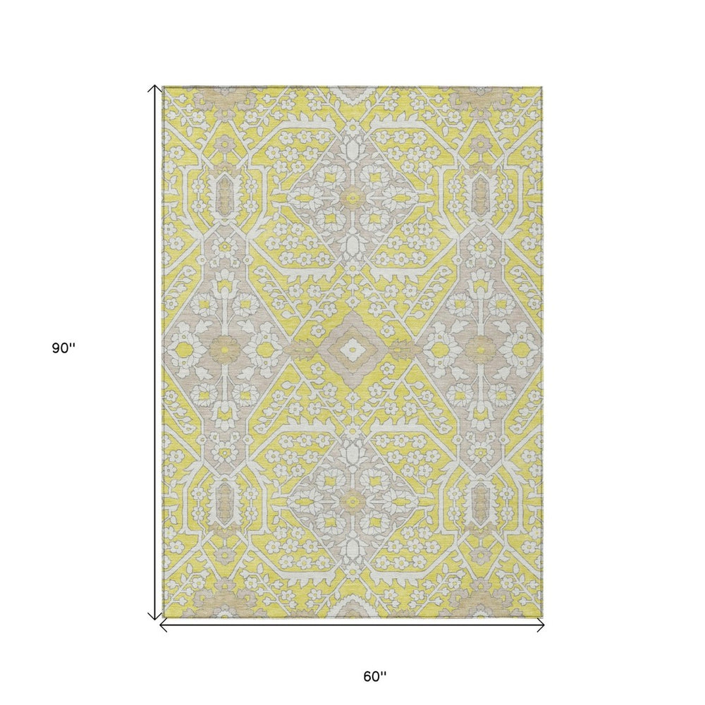 HomeRoots 5' Bright Floral Washable Area Rug for Indoor and Outdoor Use - Durable, Stylish, and Easy to Clean 5' X 8' 590107