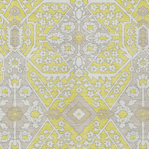 Homeroots 3' Versatile Floral Indoor Outdoor Area Rug In Artichoke Green, Ivory, And Gray - Washable Design 5' X 8' Polyester 590107