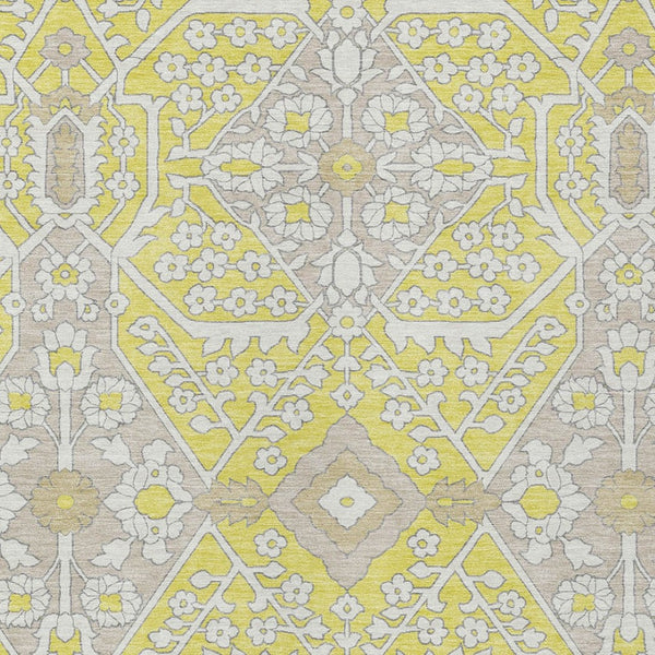 Homeroots 3' Versatile Floral Indoor Outdoor Area Rug In Artichoke Green, Ivory, And Gray - Washable Design 5' X 8' Polyester 590107