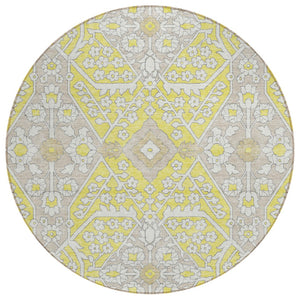 HomeRoots 5' Bright Floral Washable Area Rug for Indoor and Outdoor Use - Durable, Stylish, and Easy to Clean 8' Round 590108