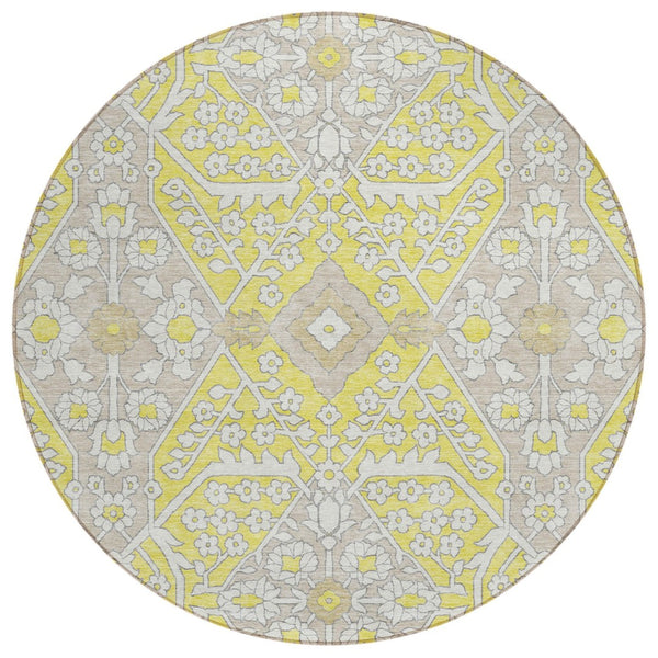 HomeRoots 5' Bright Floral Washable Area Rug for Indoor and Outdoor Use - Durable, Stylish, and Easy to Clean 8' Round 590108