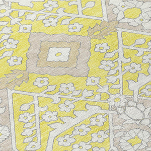 Homeroots 3' Versatile Floral Indoor Outdoor Area Rug In Artichoke Green, Ivory, And Gray - Washable Design 8' Round Polyester 590108