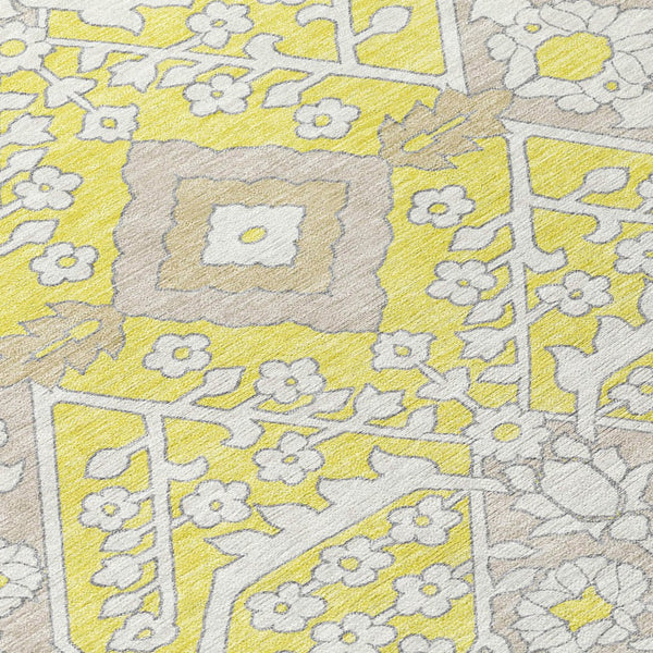 Homeroots 3' Versatile Floral Indoor Outdoor Area Rug In Artichoke Green, Ivory, And Gray - Washable Design 8' Round Polyester 590108