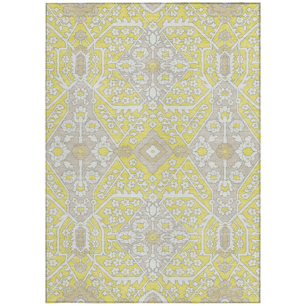 Homeroots 3' Versatile Floral Indoor Outdoor Area Rug In Artichoke Green, Ivory, And Gray - Washable Design 8' X 10' Polyester 590109