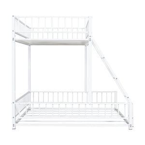 English Elm Twin XL over Queen Metal Bunk Bed with Ladder and Guardrails, Space-Saving Sturdy Frame for Kids and Guests White N709P277756K