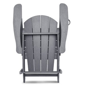 English Elm Folding Adirondack Chair HDPE All-Weather Patio Seat — Ergonomic, Foldable, Water & Heat Resistant Grey W1889P408674