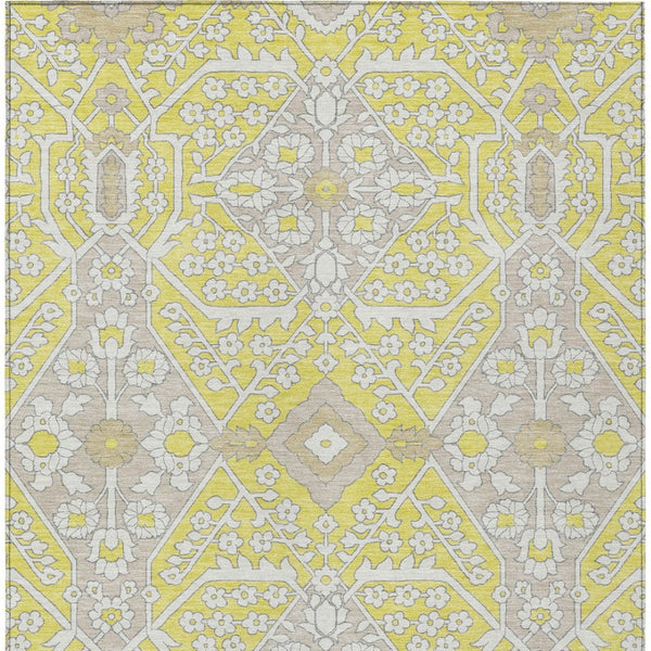 Homeroots 3' Versatile Floral Indoor Outdoor Area Rug In Artichoke Green, Ivory, And Gray - Washable Design 10' X 14' Polyester 590111