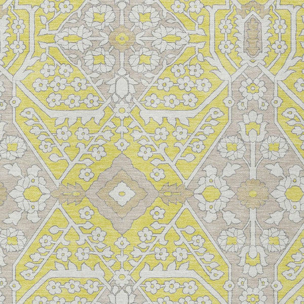 Homeroots 3' Versatile Floral Indoor Outdoor Area Rug In Artichoke Green, Ivory, And Gray - Washable Design 10' X 14' Polyester 590111