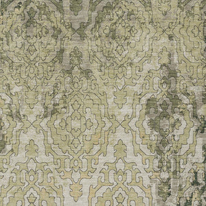 Homeroots 3' Artichoke Green And Beige Medallion Washable Area Rug For Indoor And Outdoor Spaces, Durable Design 5' X 8' Polyester 590113