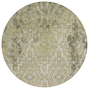 HomeRoots 5' Elegant Artichoke Green and Beige Medallion Washable Area Rug for Indoor and Outdoor Spaces 8' Round 590114