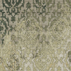 Homeroots 3' Artichoke Green And Beige Medallion Washable Area Rug For Indoor And Outdoor Spaces, Durable Design 8' X 10' Polyester 590115