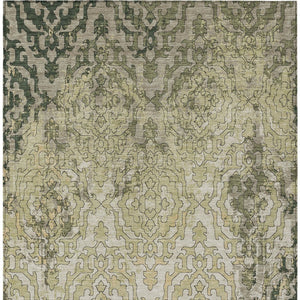 Homeroots 3' Artichoke Green And Beige Medallion Washable Area Rug For Indoor And Outdoor Spaces, Durable Design 9' X 12' Polyester 590116