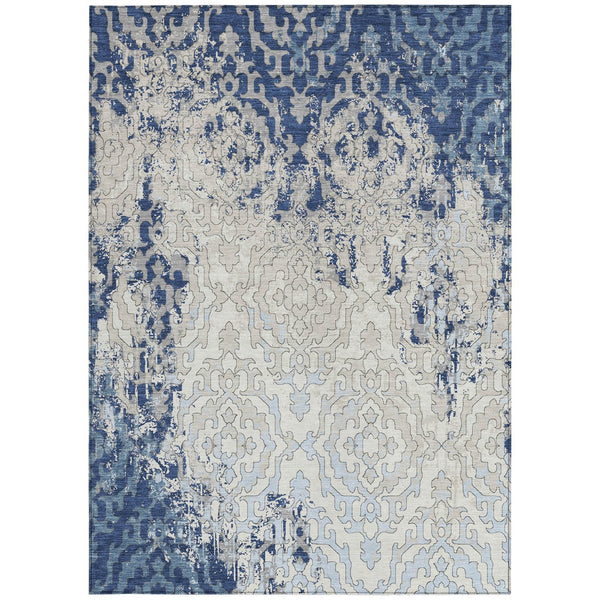 Homeroots 3' Artichoke Green And Beige Medallion Washable Area Rug For Indoor And Outdoor Spaces, Durable Design 5' X 8' Polyester 590119