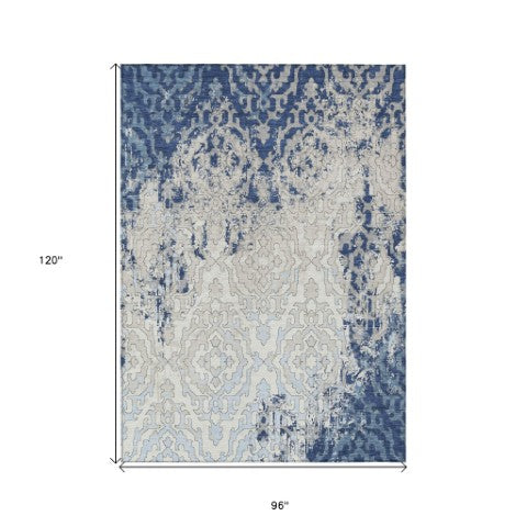 Homeroots 3' Artichoke Green And Beige Medallion Washable Area Rug For Indoor And Outdoor Spaces, Durable Design 8' X 10' Polyester 590121