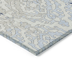 HomeRoots 5' Stylish Medallion Indoor Outdoor Area Rug in Navy, Beige & Sky Blue – Durable, Washable & Versatile 10' X 14' 590123