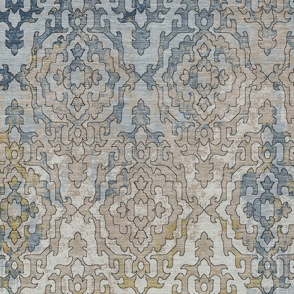 Homeroots 3' Artichoke Green And Beige Medallion Washable Area Rug For Indoor And Outdoor Spaces, Durable Design 8' X 10' Polyester 590127