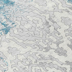 Homeroots 3' Artichoke Green And Beige Medallion Washable Area Rug For Indoor And Outdoor Spaces, Durable Design 8' Round Polyester 590132