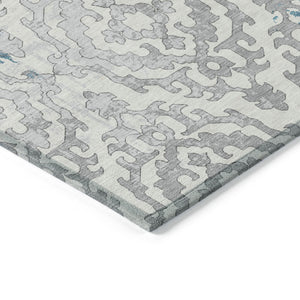 Homeroots 3' Artichoke Green And Beige Medallion Washable Area Rug For Indoor And Outdoor Spaces, Durable Design 9' X 12' Polyester 590134