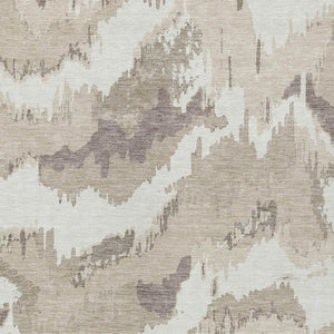 Homeroots 3' Stylish Beige Brown And Ivory Abstract Washable Area Rug For Indoor And Outdoor Spaces 3' X 5' Polyester 590136