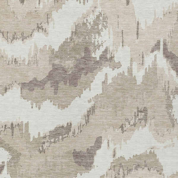 Homeroots 3' Stylish Beige Brown And Ivory Abstract Washable Area Rug For Indoor And Outdoor Spaces 3' X 5' Polyester 590136