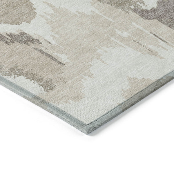 Homeroots 3' Stylish Beige Brown And Ivory Abstract Washable Area Rug For Indoor And Outdoor Spaces 9' X 12' Polyester 590140