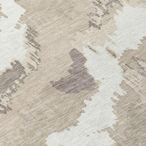 Homeroots 3' Stylish Beige Brown And Ivory Abstract Washable Area Rug For Indoor And Outdoor Spaces 9' X 12' Polyester 590140