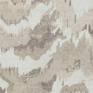 Homeroots 3' Stylish Beige Brown And Ivory Abstract Washable Area Rug For Indoor And Outdoor Spaces 10' X 14' Polyester 590141