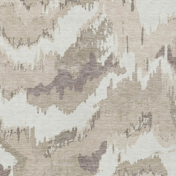 Homeroots 3' Stylish Beige Brown And Ivory Abstract Washable Area Rug For Indoor And Outdoor Spaces 10' X 14' Polyester 590141