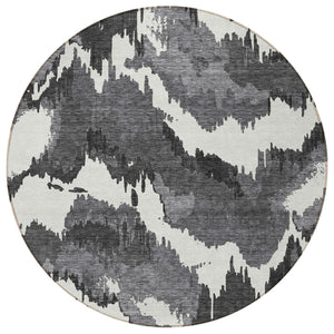 Homeroots 3' Stylish Beige Brown And Ivory Abstract Washable Area Rug For Indoor And Outdoor Spaces 8' Round Polyester 590144