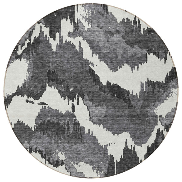 Homeroots 3' Stylish Beige Brown And Ivory Abstract Washable Area Rug For Indoor And Outdoor Spaces 8' Round Polyester 590144