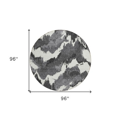 Homeroots 3' Stylish Beige Brown And Ivory Abstract Washable Area Rug For Indoor And Outdoor Spaces 8' Round Polyester 590144