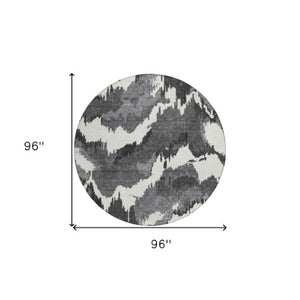 Homeroots 3' Stylish Beige Brown And Ivory Abstract Washable Area Rug For Indoor And Outdoor Spaces 8' Round Polyester 590144