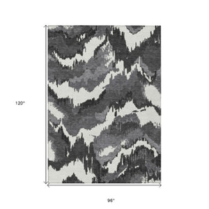 Homeroots 3' Stylish Beige Brown And Ivory Abstract Washable Area Rug For Indoor And Outdoor Spaces 8' X 10' Polyester 590145