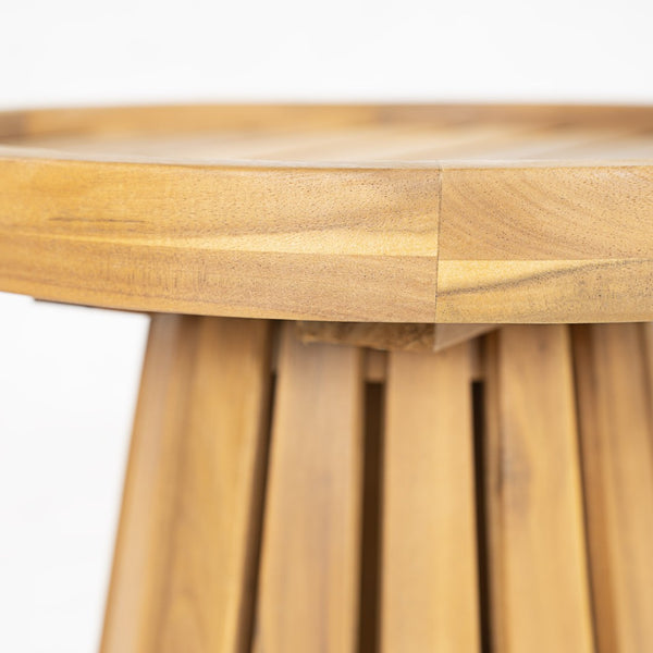 English Elm Outdoor Solid Acacia Hardwood Round Side Table for Patio Lounge and Living Spaces N772P378684T