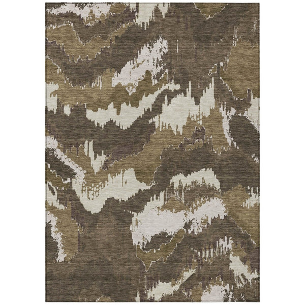 HomeRoots 9' Modern Abstract Washable Area Rug - Soft Brown, Beige & Taupe Design for Indoor & Outdoor Living 9' X 12' 590152