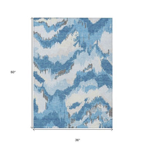 Homeroots 3' Stylish Beige Brown And Ivory Abstract Washable Area Rug For Indoor And Outdoor Spaces 3' X 5' Polyester 590154